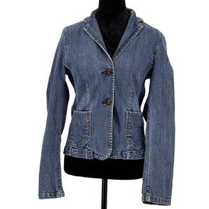 Vtg Gap Denim Blazer Women 6 Jacket Stretch Cowboy Y2K Chore Pocket Cottage Core